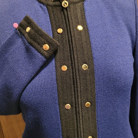 St. John By Marie Gray Collection Cobalt Blue with Black Trim Santana Knit Size - Picture 2 of 7